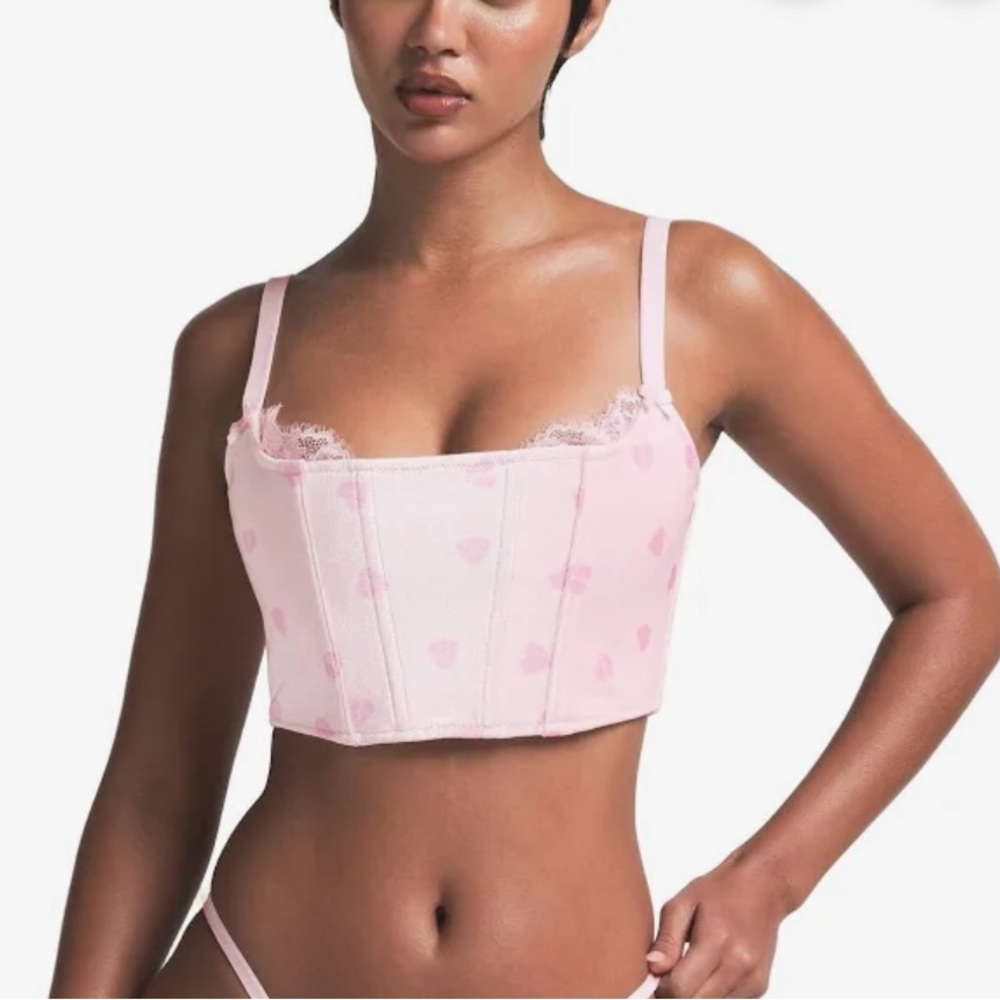 SKIMS Pink Heart Corset Bra